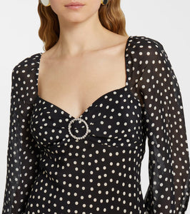 Rixo Ivy polka-dot silk maxi dress