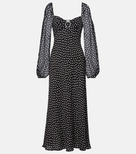 Rixo Ivy polka-dot silk maxi dress