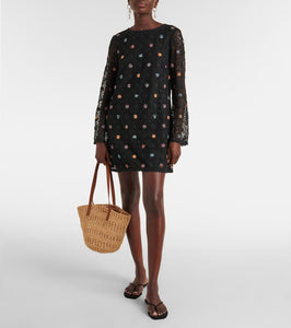 Rixo Mylene crochet beaded mini dress