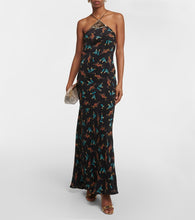 Rixo Printed halterneck silk maxi dress