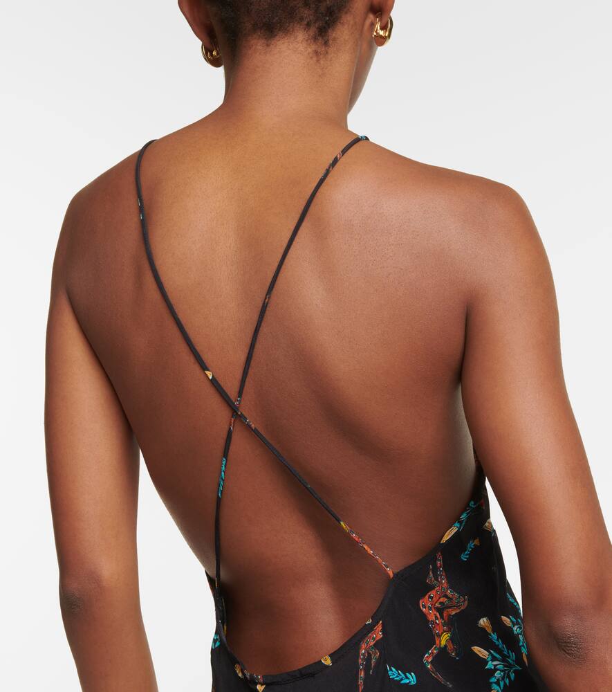 Rixo Printed halterneck silk maxi dress