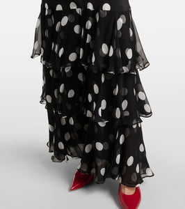 Rixo Rio polka-dot ruffled silk maxi dress