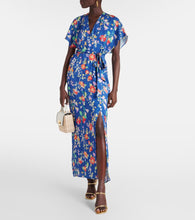 Rixo Sadie floral satin jacquard midi dress