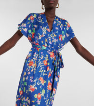 Rixo Sadie floral satin jacquard midi dress