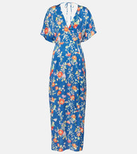 Rixo Sadie floral satin jacquard midi dress