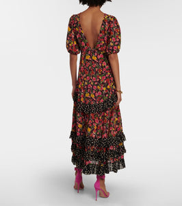 Rixo Shireen floral silk midi dress