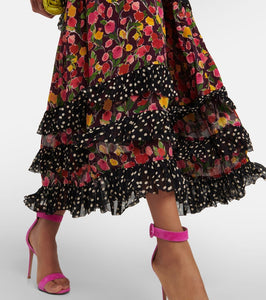 Rixo Shireen floral silk midi dress