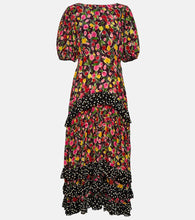 Rixo Shireen floral silk midi dress