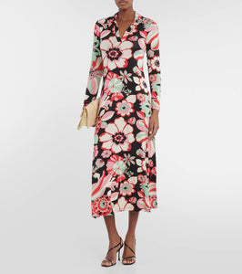 Rixo Tillie floral jersey midi dress