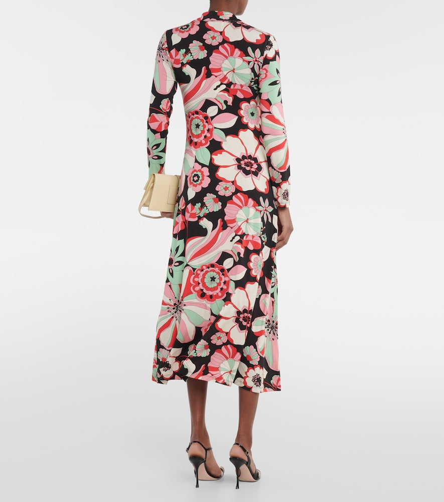 Rixo Tillie floral jersey midi dress