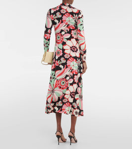 Rixo Tillie floral jersey midi dress