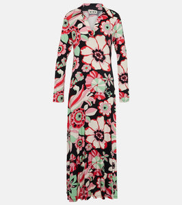 Rixo Tillie floral jersey midi dress