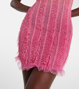 Roberta Einer Angel printed tulle-trimmed minidress
