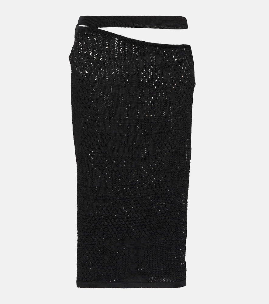 Roberta Einer Cutout cotton knit midi skirt - Roberta Einer 挖剪棉质针织中长半身裙