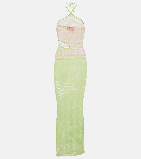 Roberta Einer Natalie halterneck cotton-blend maxi dress