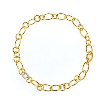 Roberto Coin 1 1/6ctw Diamond Alternating Link Chain Yellow Gold Necklace