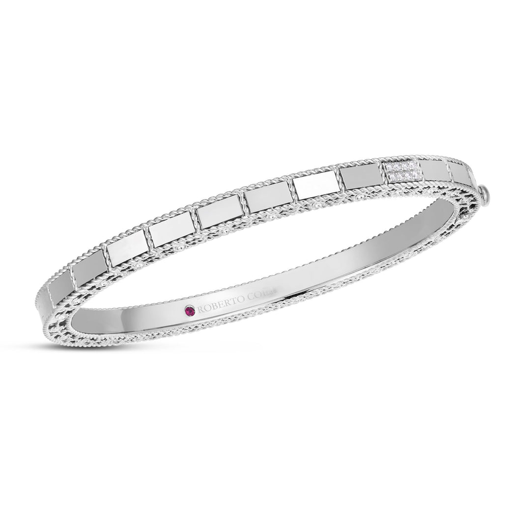 Roberto Coin 1/20ctw Diamond Mosaic White Gold Bangle Bracelet
