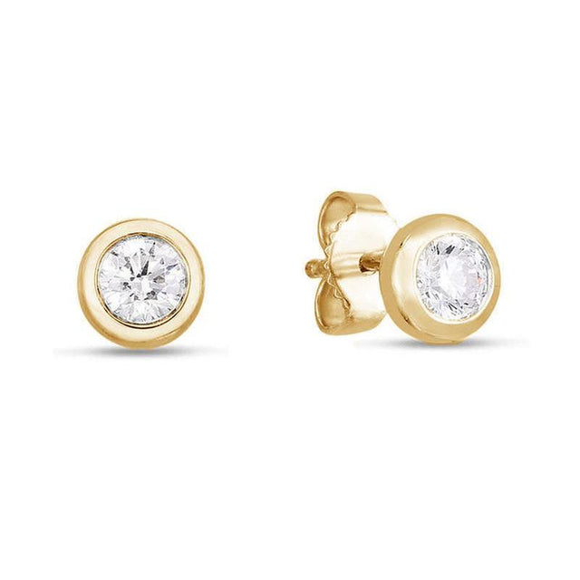 Roberto Coin 1/2ctw Classic Diamond Yellow Gold Bezel Stud Earrings