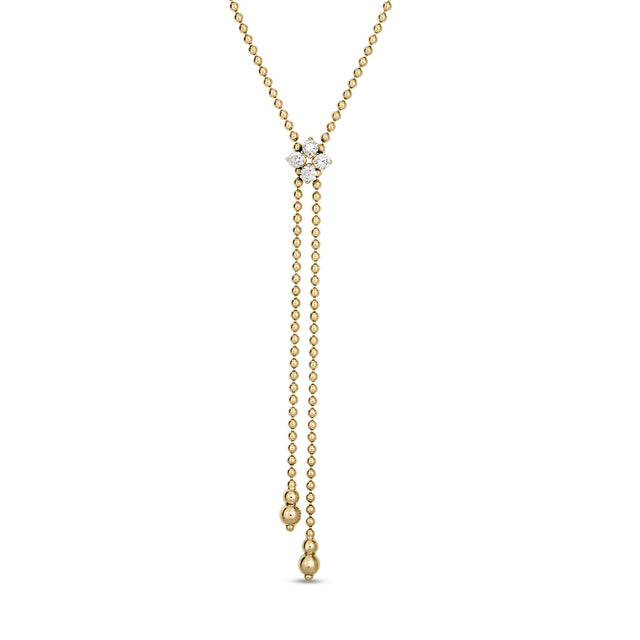 Roberto Coin 1/3ctw Diamond Love In Verona Flower Yellow Gold Lariat Necklace
