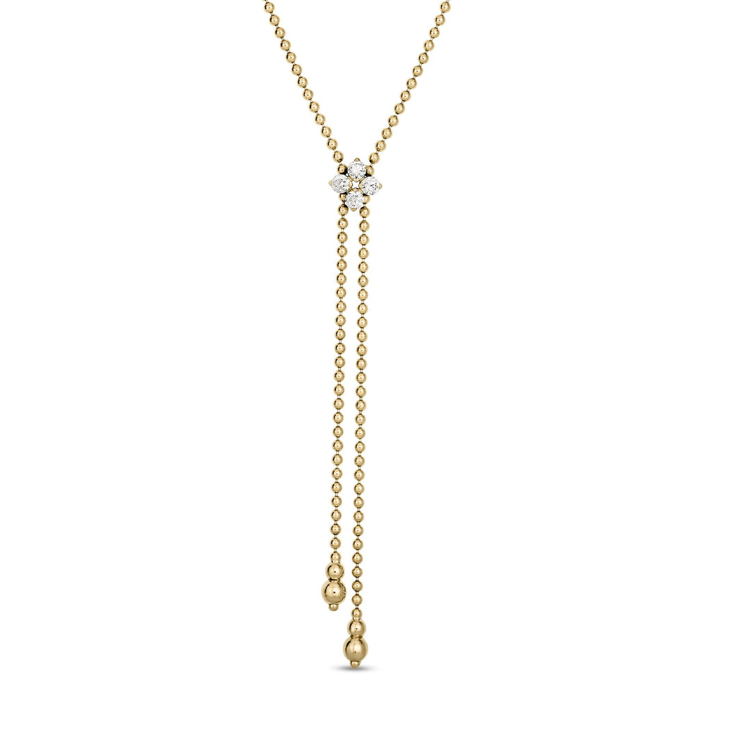 Roberto Coin 1/3ctw Diamond Love In Verona Flower Yellow Gold Lariat Necklace