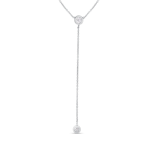 Roberto Coin 1/6ctw Diamonds by the Inch White Gold Dangle Bezel Y Necklace