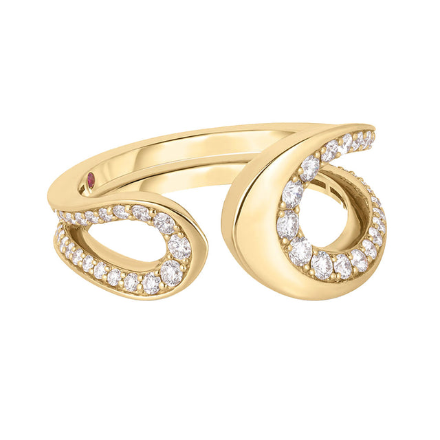 Roberto Coin Cheval 1/2ctw Diamond Yellow Gold Ring - Size 6.5