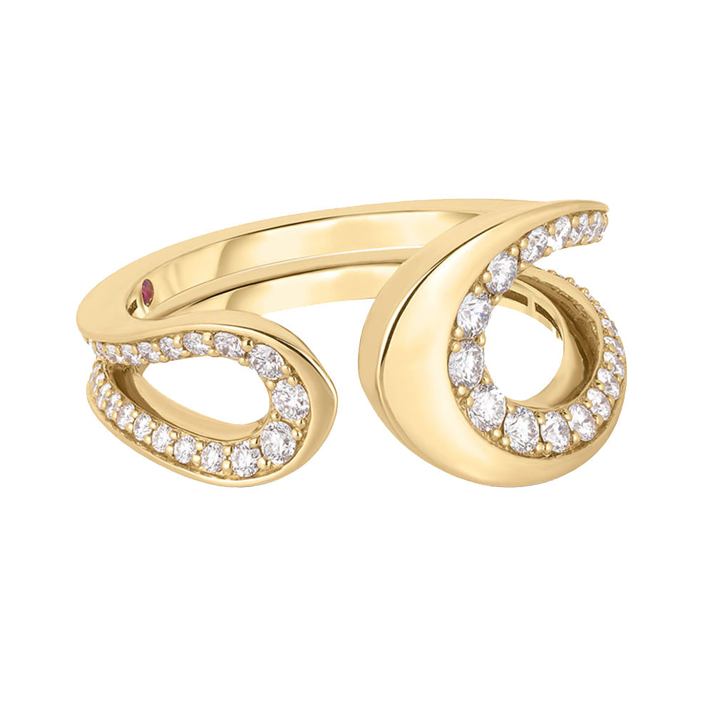 Roberto Coin Cheval 1/2ctw Diamond Yellow Gold Ring - Size 6.5