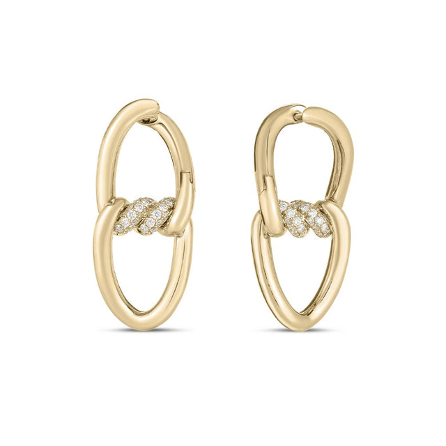 Roberto Coin Cialoma 1/3ctw Diamond Small Chain Link Yellow Gold Drop Earrings