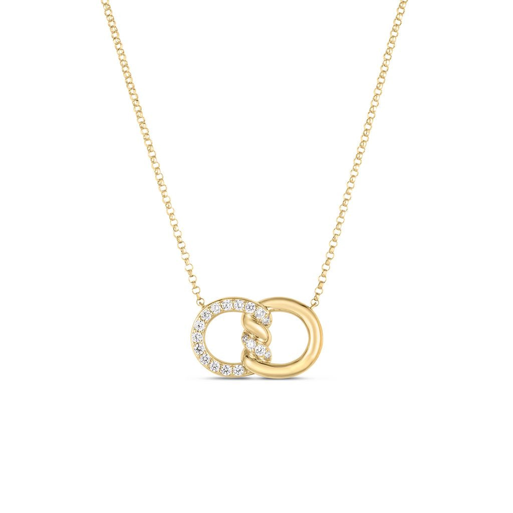 Roberto Coin Cialoma 1/5ctw Diamond Knot Yellow Gold Pendant Necklace