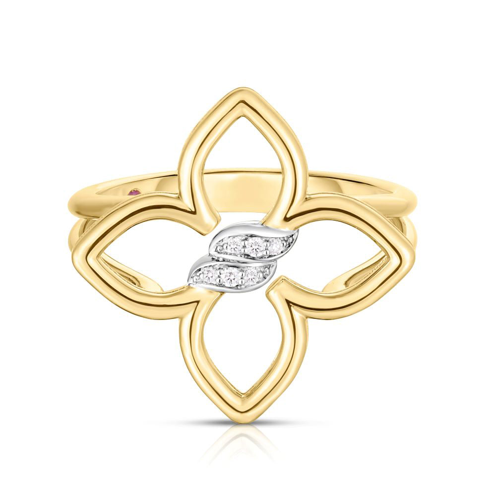 Roberto Coin Cialoma Diamond Flower Two-Tone Ring - Size 6.5