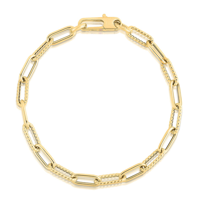 Roberto Coin Classics Yellow Gold Oval Link Chain Bracelet | 7 Inches