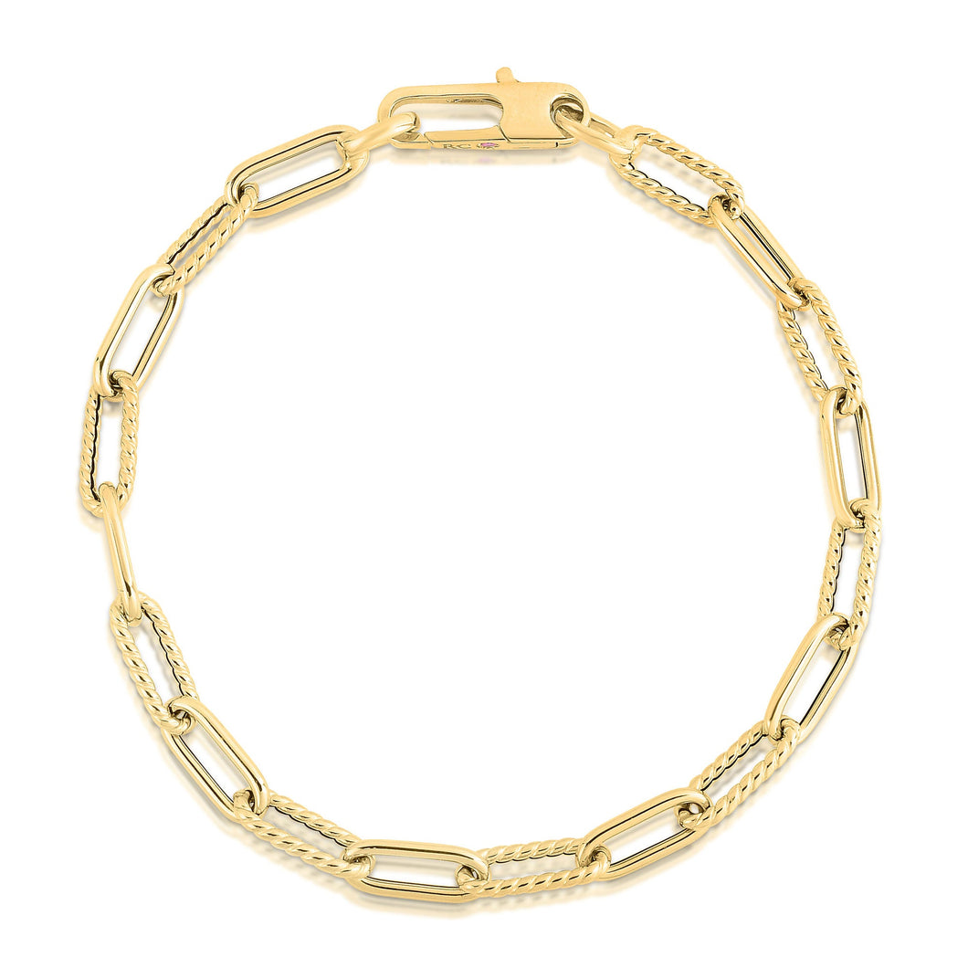 Roberto Coin Classics Yellow Gold Oval Link Chain Bracelet | 7 Inches