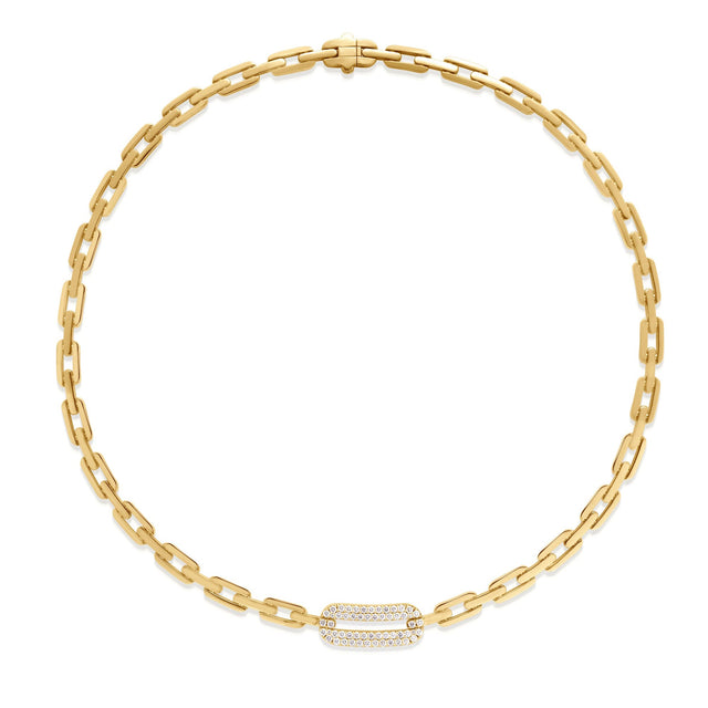 Roberto Coin Designer Gold 7/8ctw Diamond Link Chain Yellow Gold Necklace