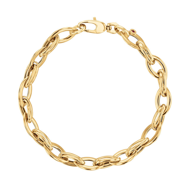 Roberto Coin Designer Gold Almond Link Chain Bracelet - 7 Inches
