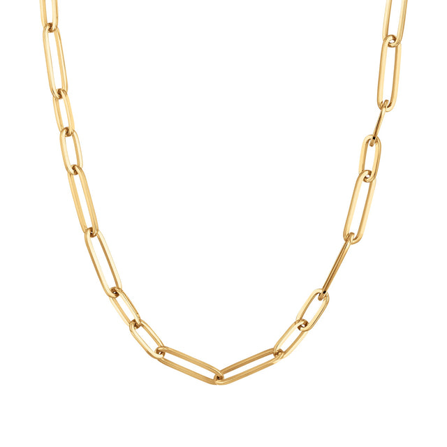 Roberto Coin Designer Gold Oval Paperclip Link Chain Necklace | 18 Inches