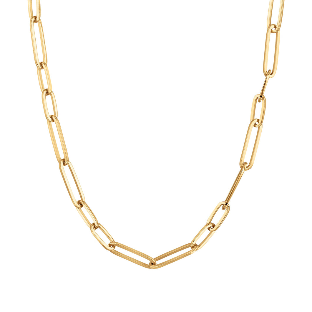 Roberto Coin Designer Gold Oval Paperclip Link Chain Necklace | 18 Inches
