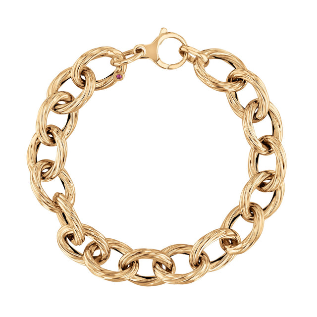Roberto Coin Designer Yellow Gold Large Link Bracelet | 7 Inches