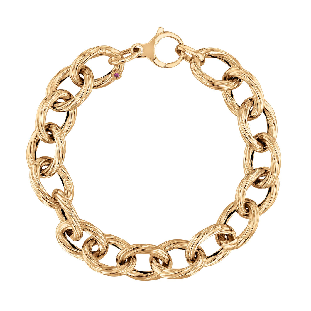 Roberto Coin Designer Yellow Gold Large Link Bracelet | 7 Inches