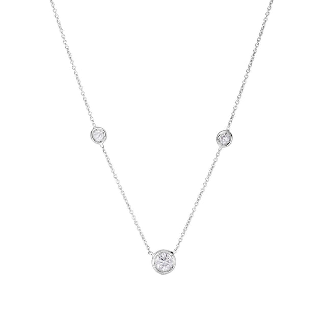 Roberto Coin Diamonds By The Inch 3/8ctw Diamond 3 Station White Gold Necklace