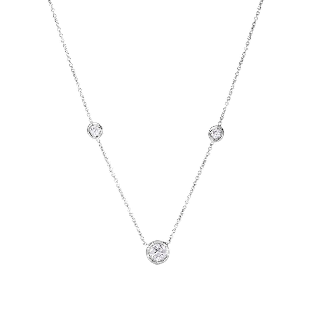 Roberto Coin Diamonds By The Inch 3/8ctw Diamond 3 Station White Gold Necklace