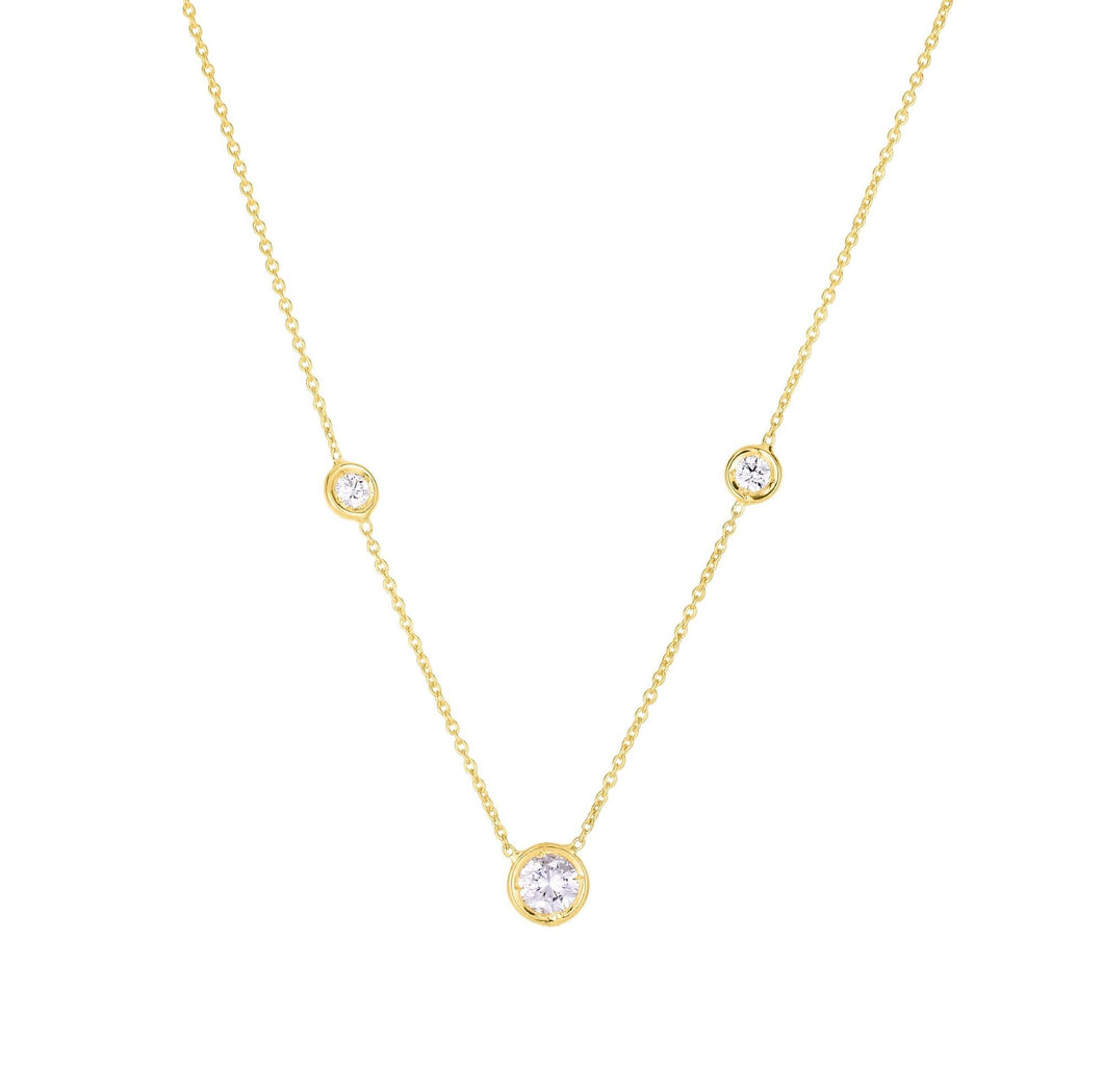 Roberto Coin Diamonds By The Inch 3/8ctw Diamond 3 Station Yellow Gold Necklace