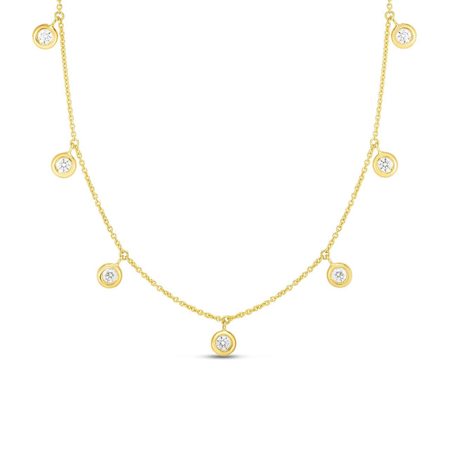 Roberto Coin Diamonds by the Inch 1/3ctw Diamond Dangling Station Yellow Gold Necklace