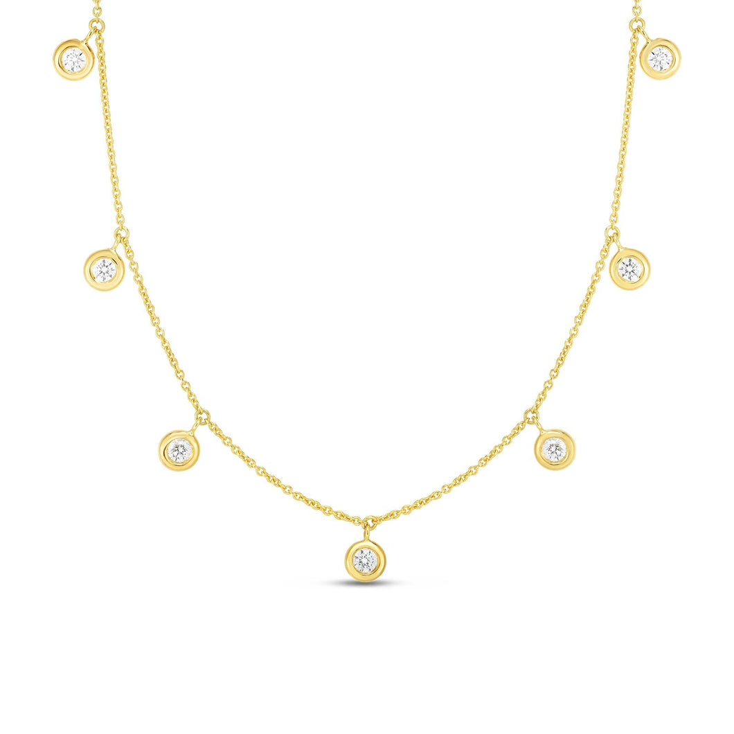 Roberto Coin Diamonds by the Inch 1/3ctw Diamond Dangling Station Yellow Gold Necklace