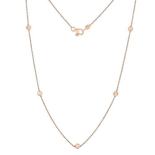 Roberto Coin Diamonds by the Inch 1/4ctw Diamond Station Rose Gold Necklace