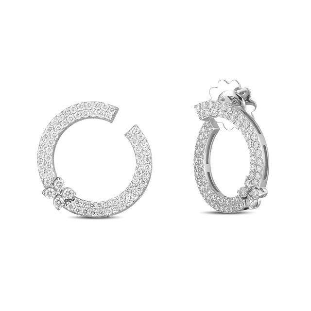 Roberto Coin Love In Verona 1 1/3ctw Diamond Pave 18k White Gold Circle Earrings