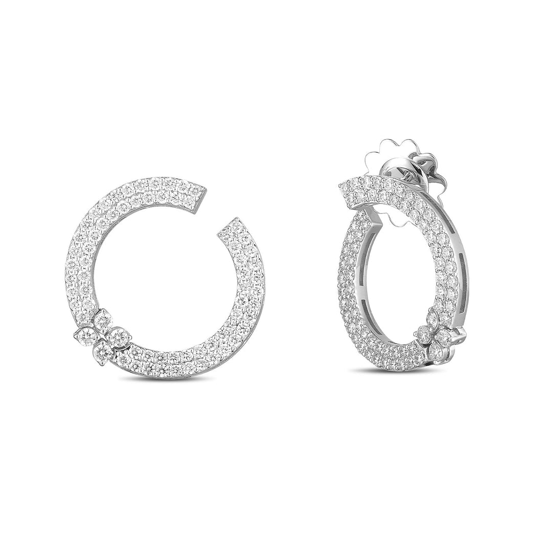Roberto Coin Love In Verona 1 1/3ctw Diamond Pave 18k White Gold Circle Earrings