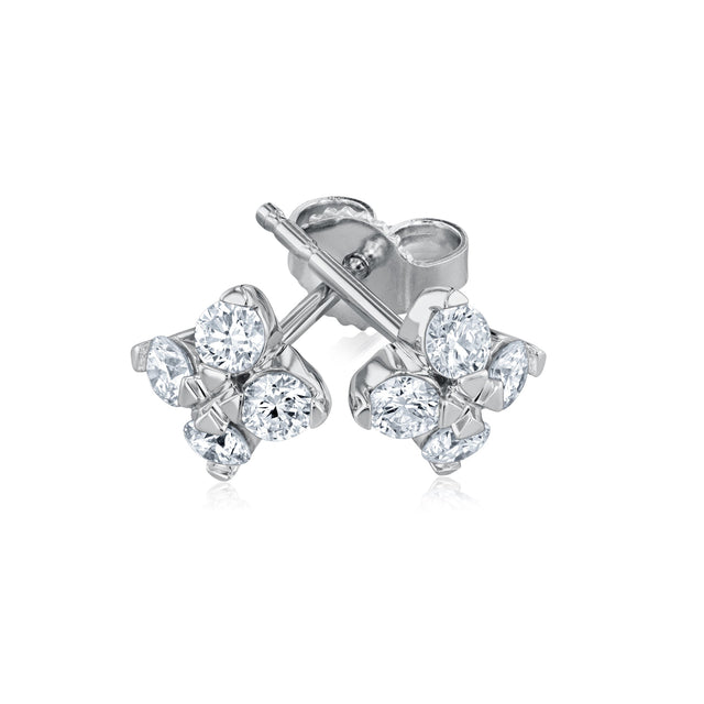 Roberto Coin Love In Verona 1/2ctw Diamond Flower White Gold Small Stud Earrings