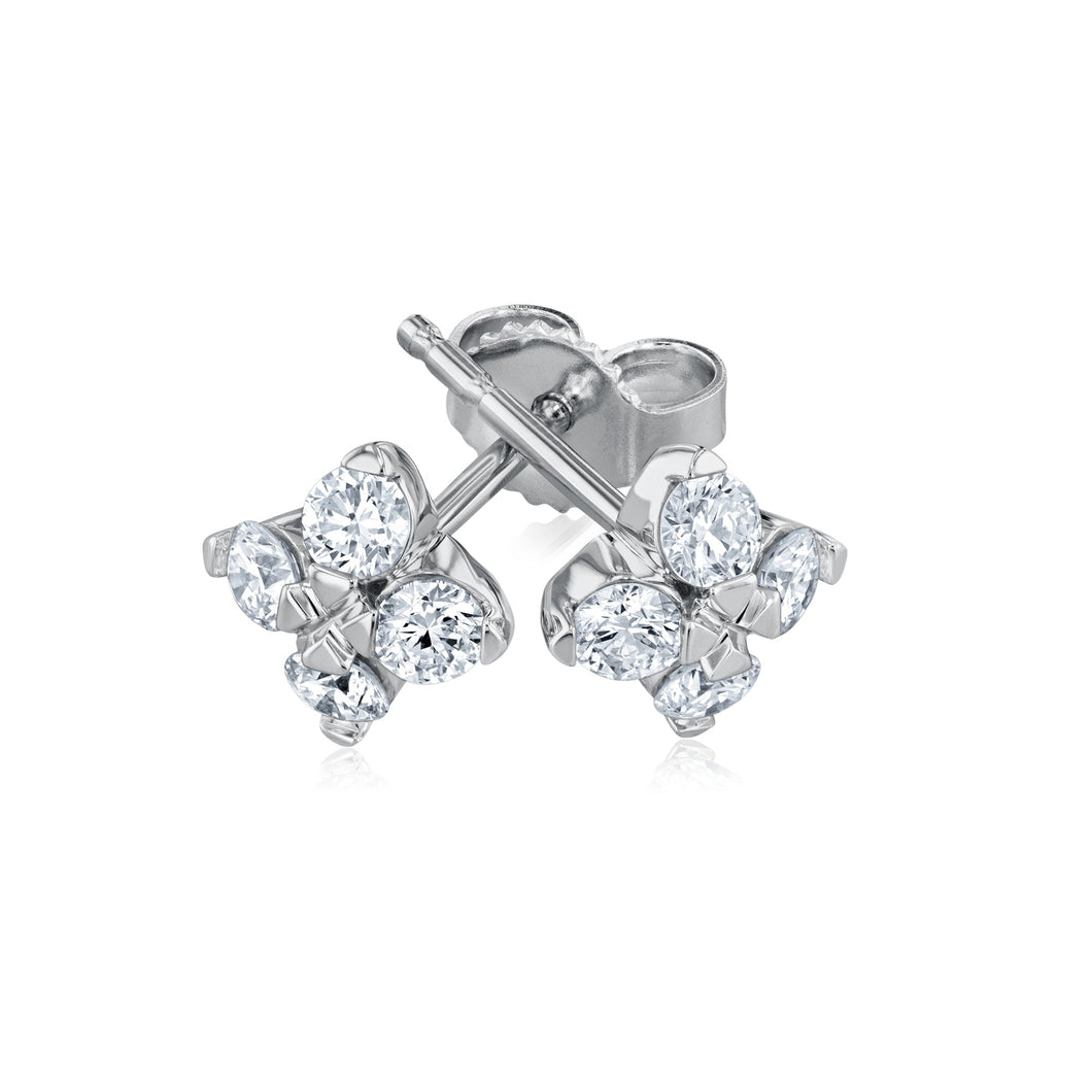 Roberto Coin Love In Verona 1/2ctw Diamond Flower White Gold Small Stud Earrings