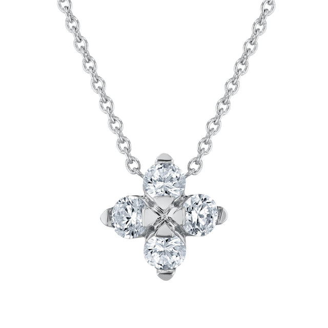 Roberto Coin Love In Verona 1/4ctw Diamond Flower White Gold Pendant Necklace