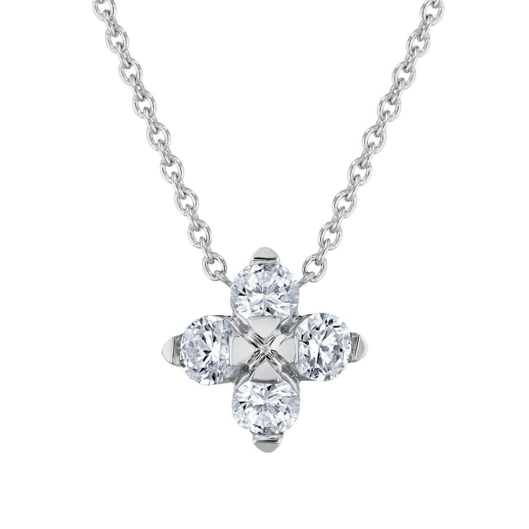 Roberto Coin Love In Verona 1/4ctw Diamond Flower White Gold Pendant Necklace